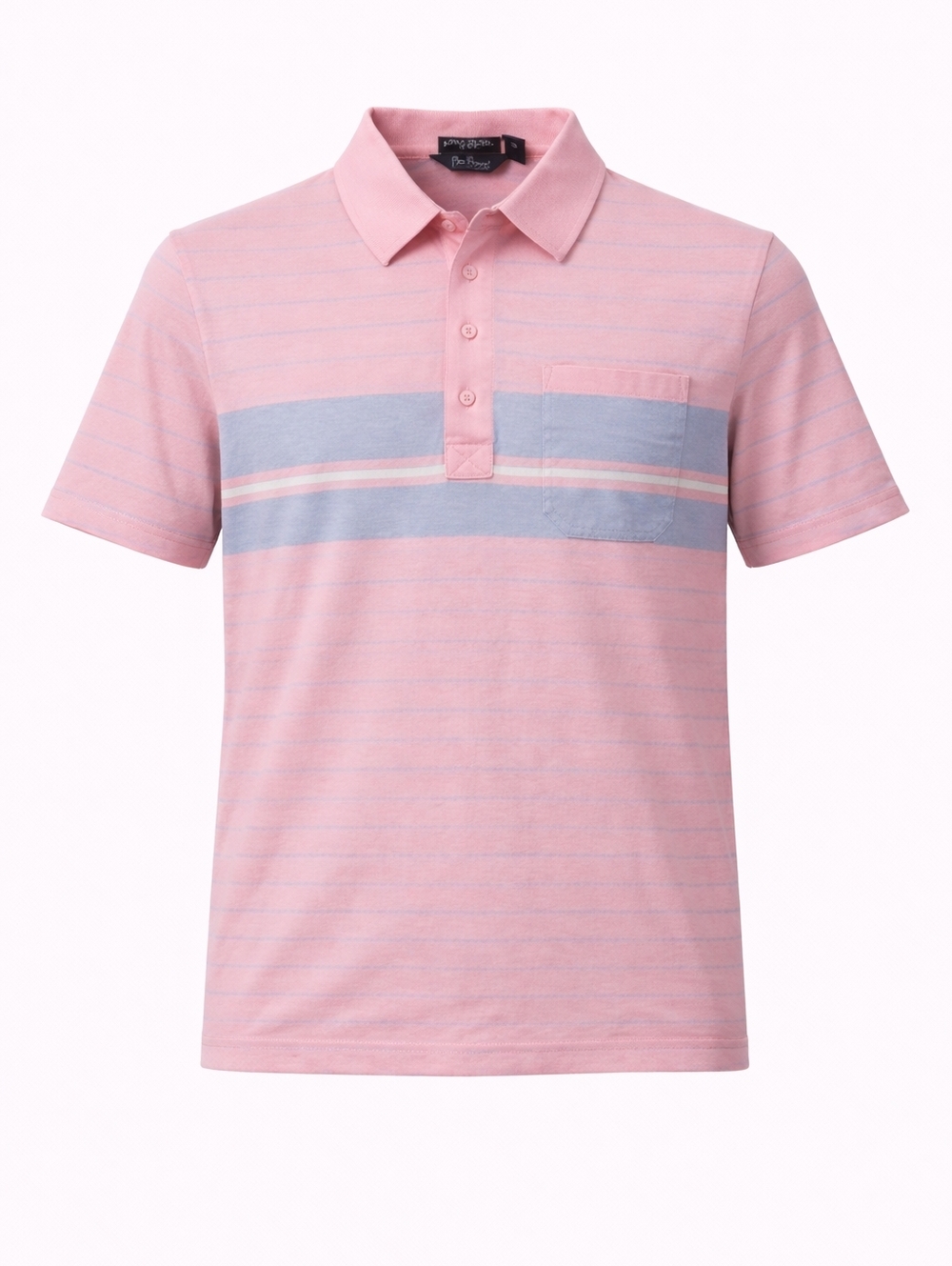 Vtg 80's Par‎ Four Pink striped Polo Shirt